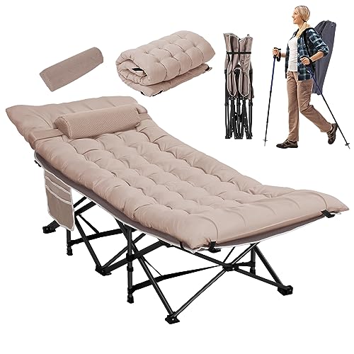 Grey Wide Folding Camping Cot with Pillow & Extra Thick Matress K99286