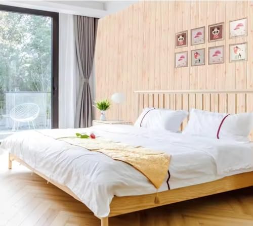 10-Sheet Peel and Stick Wood-Look, 28 in. x 14 in. Waterproof Stick on Wall (Light Oak) L986052