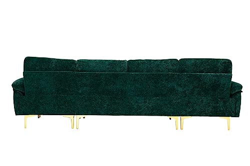 Purple 114 Inch Fabric Upholstered Modular Sectional Sofa with Chaise Lounge Ottoman and 2 Pillows X1947