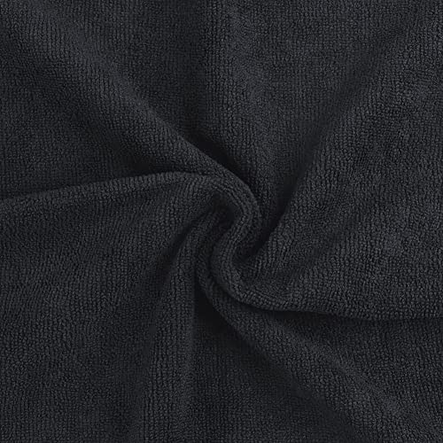 Black Microfiber Towels, Pack of 12, 16 x 27 Inches O9592