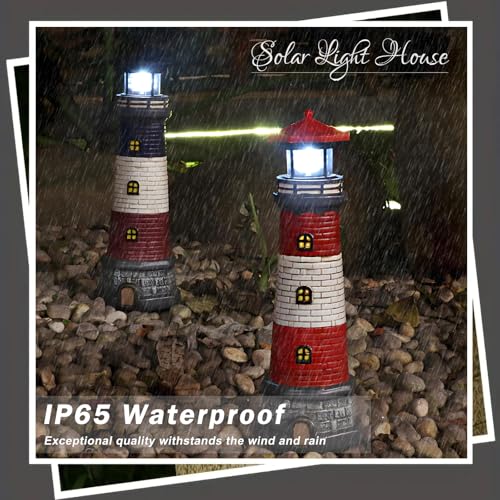 Red Solar Lighthouse Lawn Decoration C706