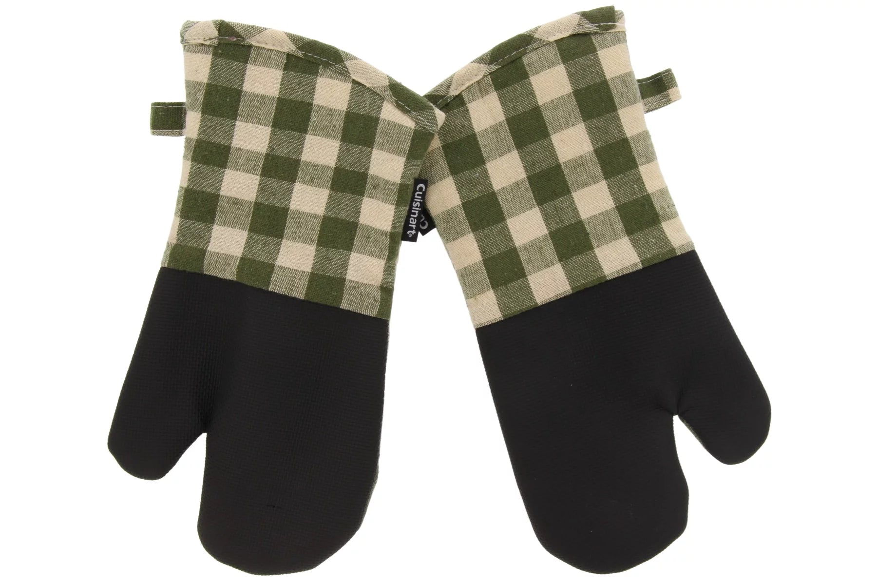 Olive and Ivory Plaid Oven Mitts 2 Pack E987