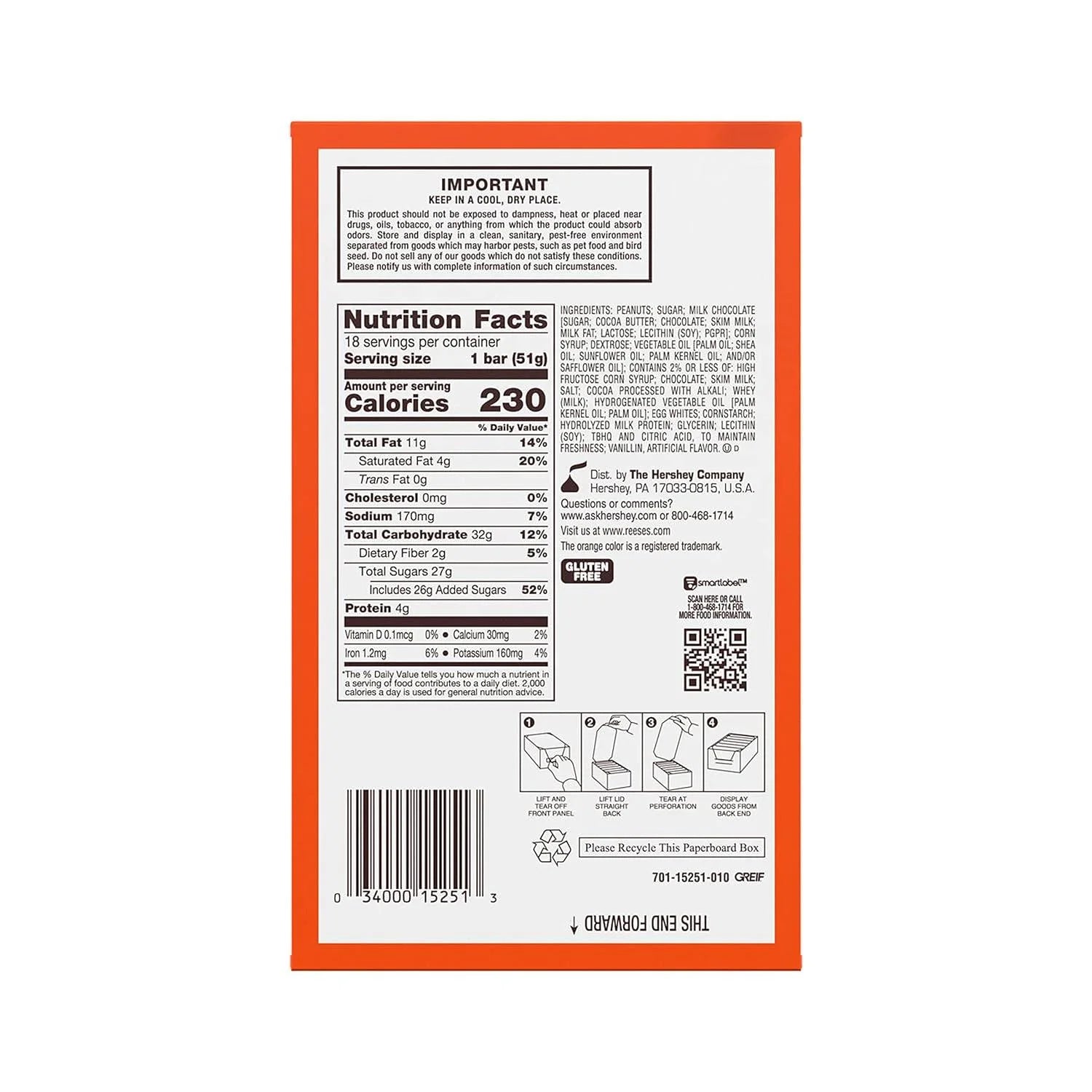 8 Pack 1.8 oz Peanut Butter Nougat Candy Bars T563305