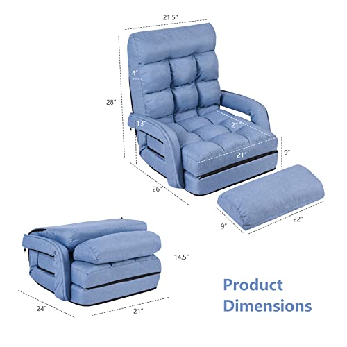 Grey Folding Chaise Lounge Sofa with Adjustable Backrest N54742