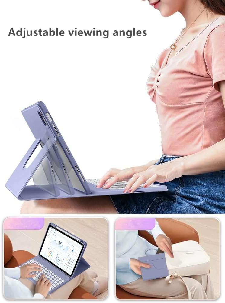 Pink Rotatable Detachable Bluetooth Keyboard Case for iPad 10.2'' 7th/8th/9th Generation K240