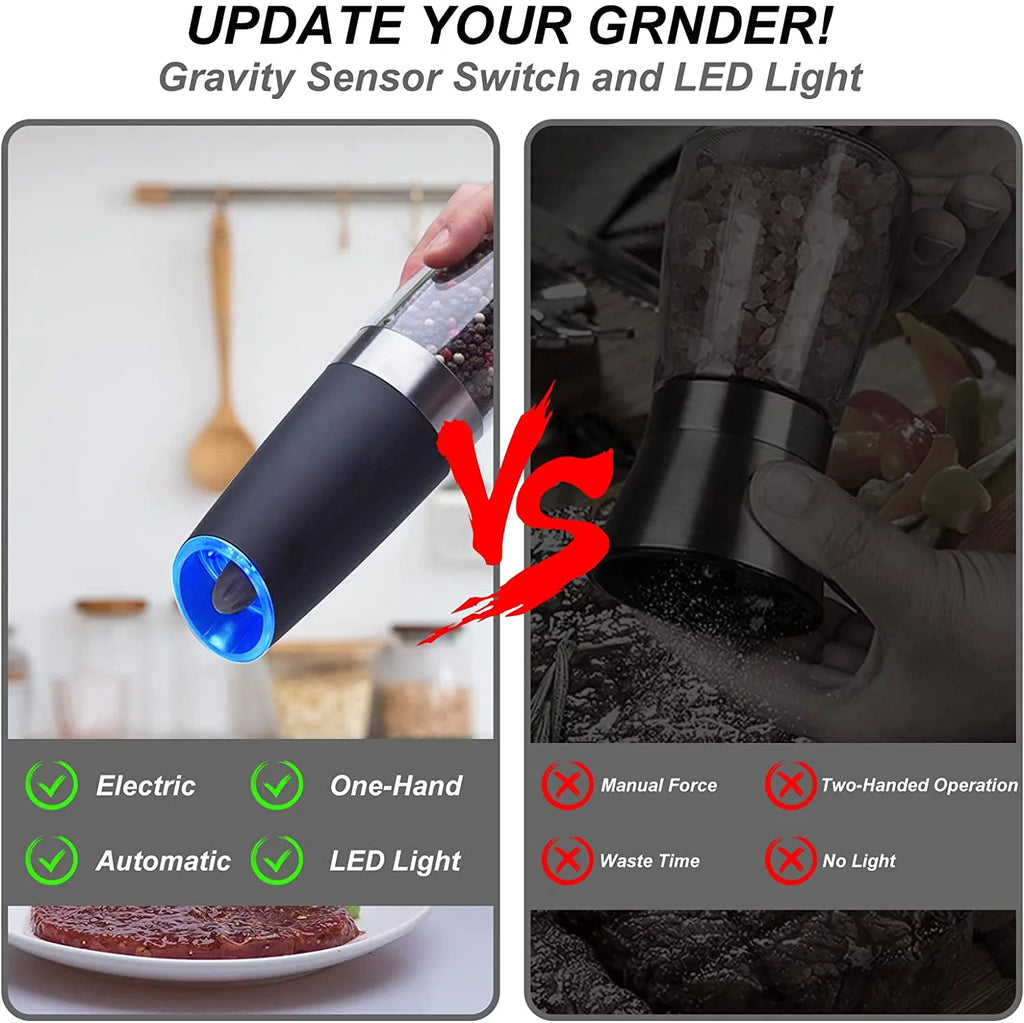 2 Pcs Electric Salt and Pepper Grinder Set Battery Operated Stainless Steel G568677