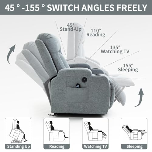 Grey Power Lift Recliner Chair with Heated and Massage R352