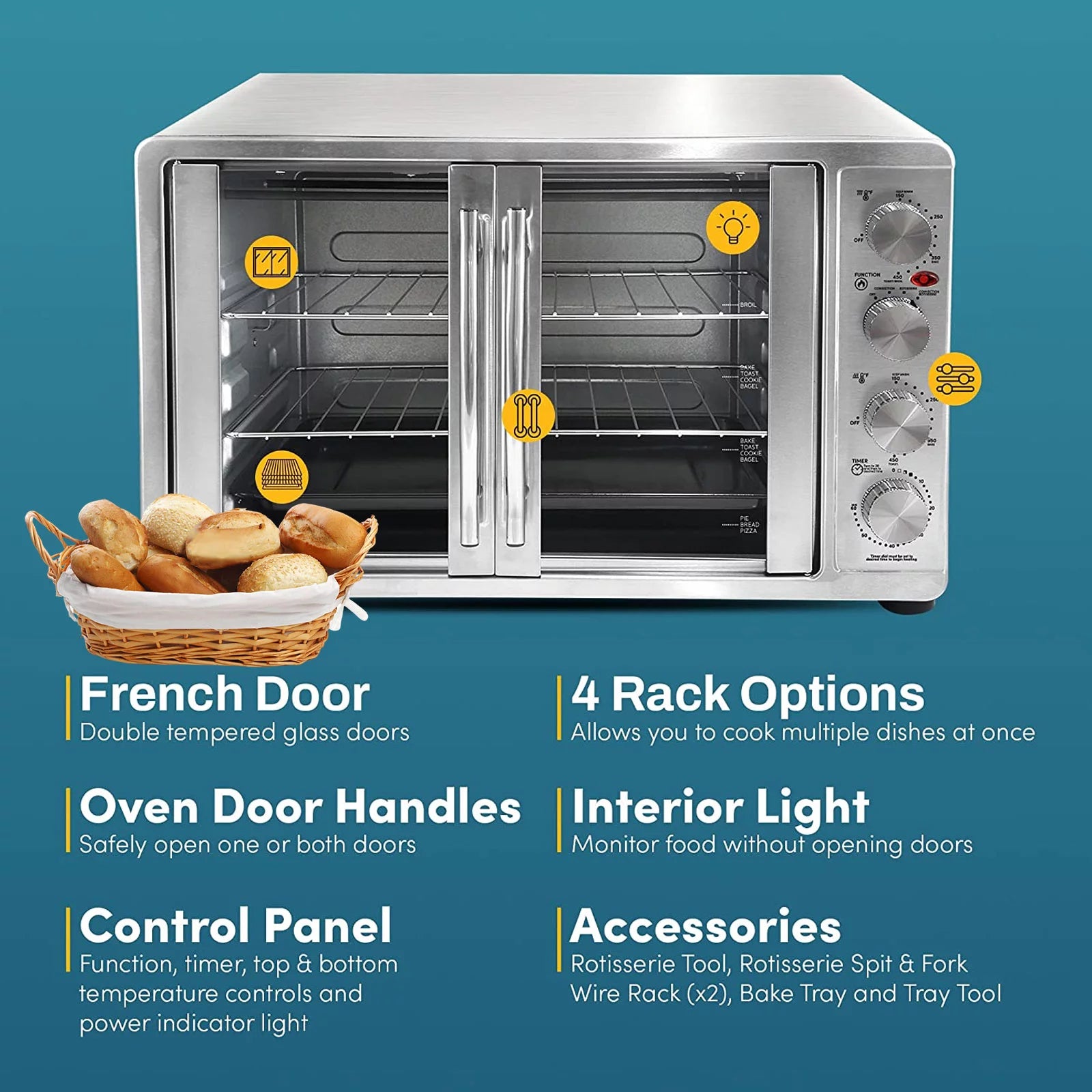 18-Slice Countertop Convection Oven with 4-Control Knobs Stainless Steel G1787