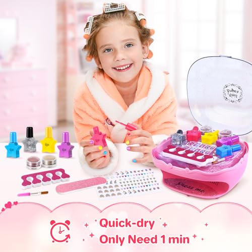 Nail Polish Kit with Pink Nail Dryer E69280