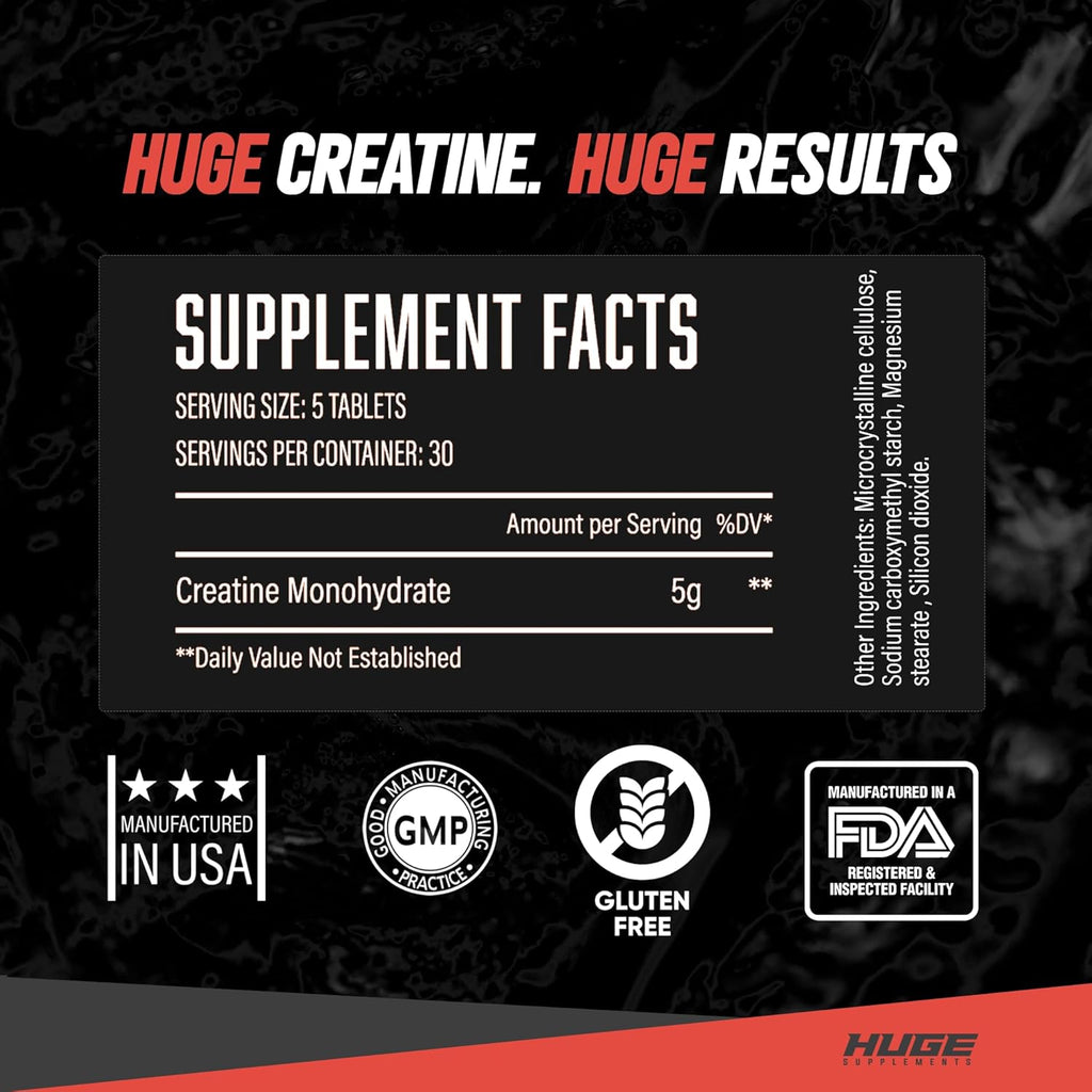 Creatine Monohydrate Pills, 5g Per Serving, 30 Servings R9525