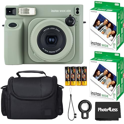 Sage Green Instant Film Camera with 40 Sheets and Carrying Case P9371