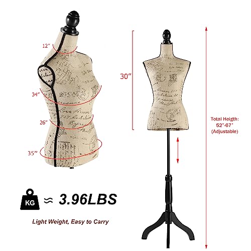 Black Adjustable Height Dress Form Mannequin with Tripod Stand S517618