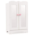 White Wooden Doll Armoire with 6 Hangers L654