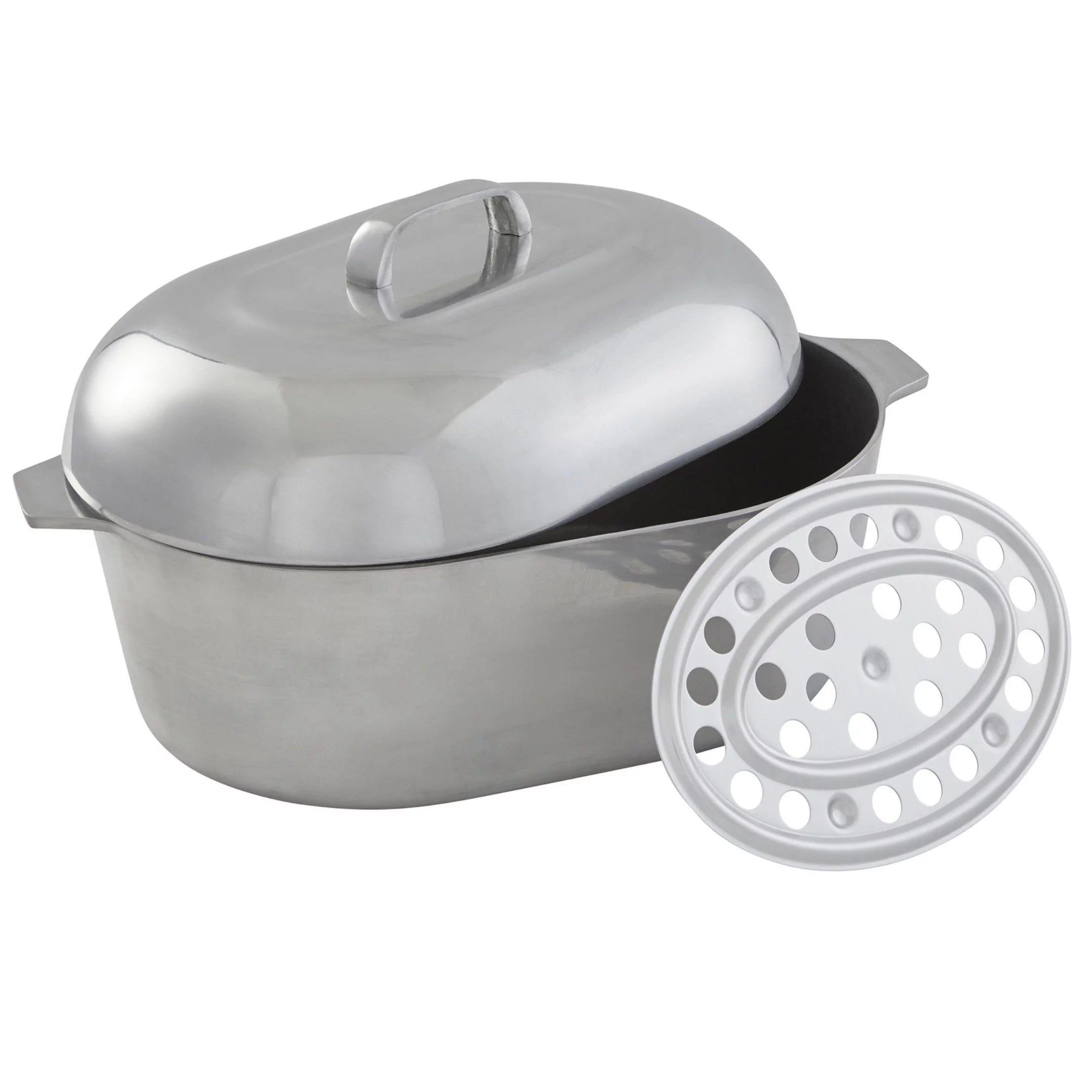 15 inch Cast Aluminum Roaster Pan with Lid and Roasting Tray U7991