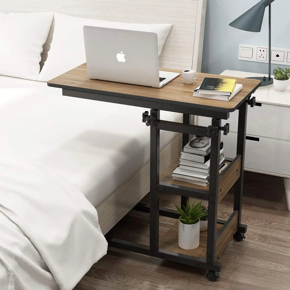 Mobile Couch Table with Storage Shelves and Wheels C52350