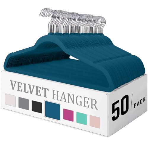 50 Pack Black Rubber Coated Plastic Hangers I714164