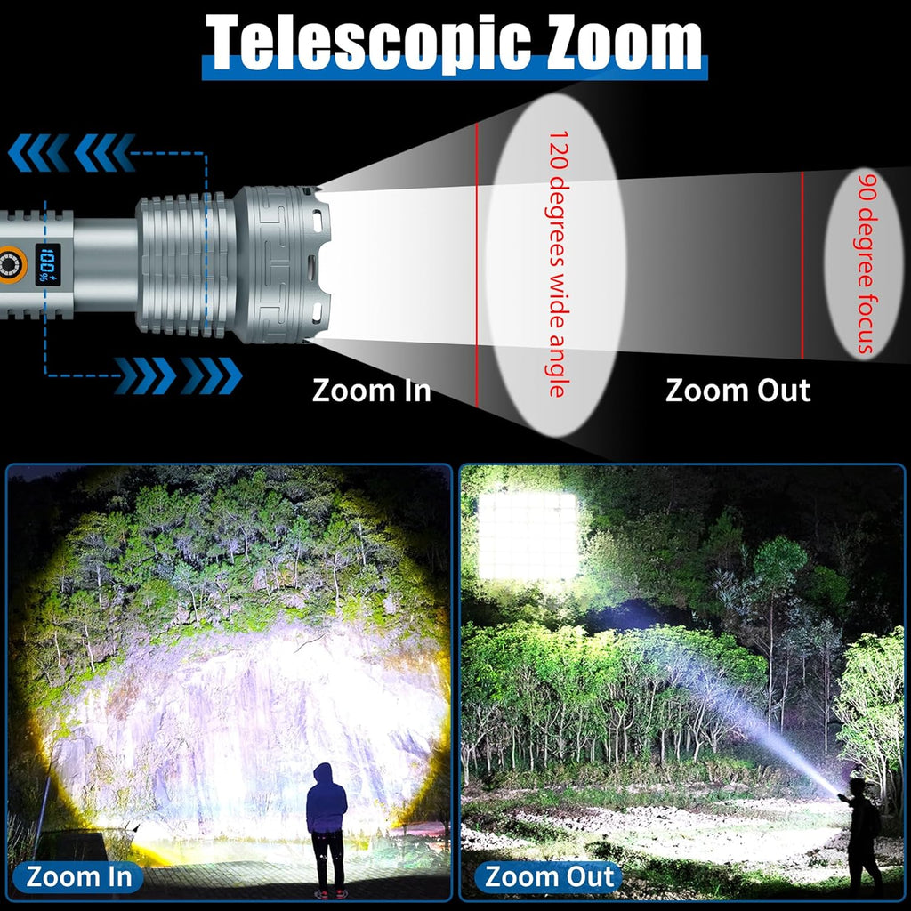 200000 Lumen Rechargeable LED Flashlight with LCD Display H4736