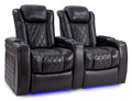 Dark Chocolate Leather Power Reclining Home Theater Seating Row of 4 H567