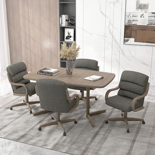 2 Set of Caster Swivel Tilt Dinning Chairs with Metal Frame R439189