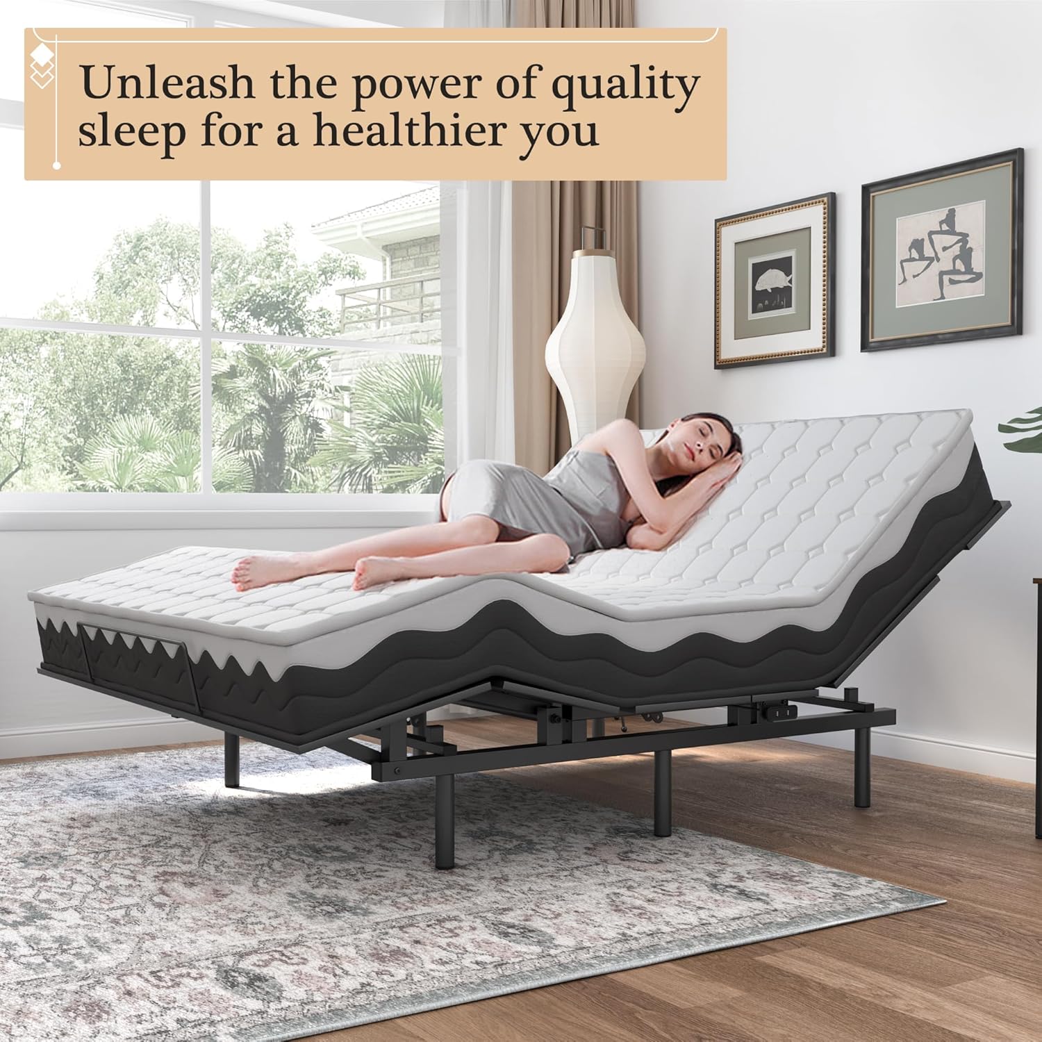Adjustable Bed Frame with Wireless Remote and Zero Gravity Queen Size B48965