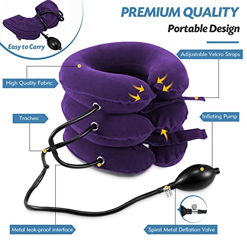 Adjustable Inflatable Neck Traction Device (Khaki Brown) A495