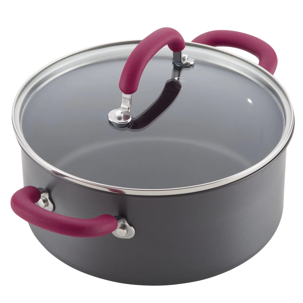 11 Piece Nonstick Pots and Pans Set, Burgundy Handles W751
