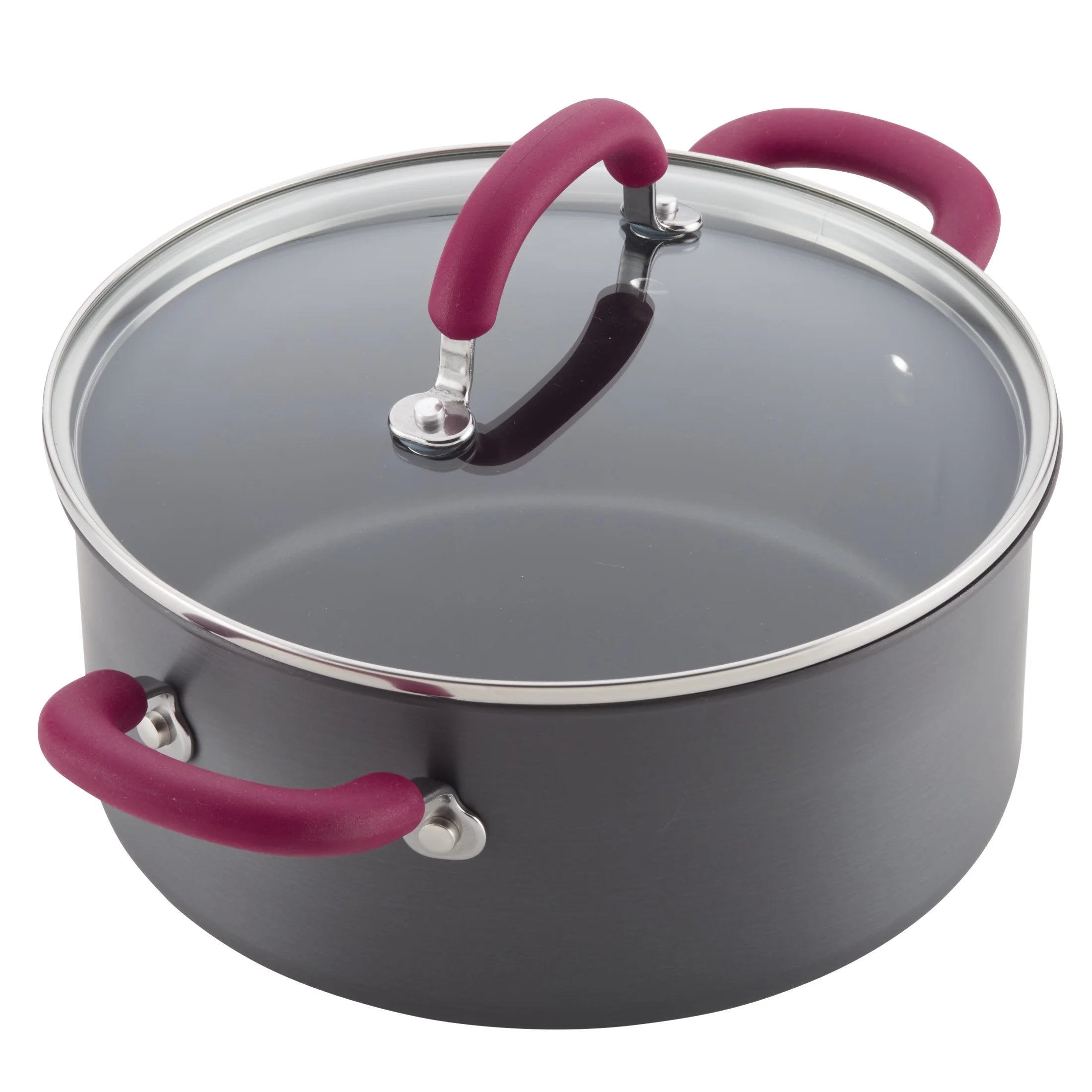 11 Piece Nonstick Pots and Pans Set, Burgundy Handles W751