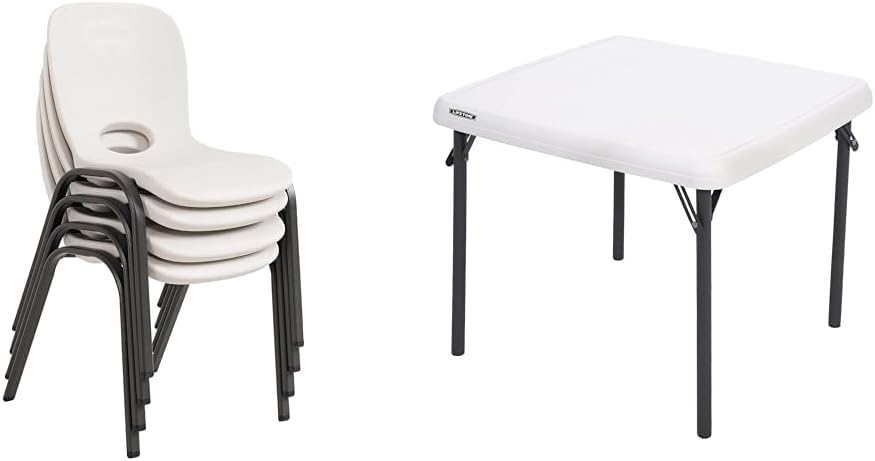 Kids Stacking Chair and Kids Folding Table, Almond E388544