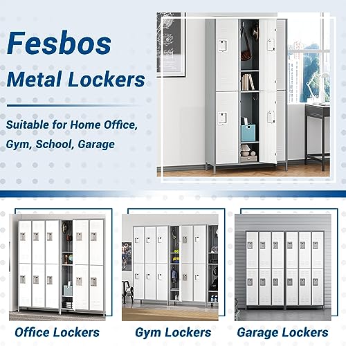 Gray White 3 Door Steel Storage Locker H9682