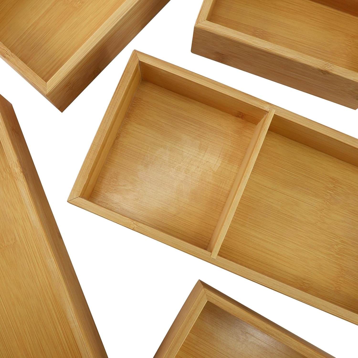 5 Piece Bamboo Wood Drawer Organizer Tray S335263