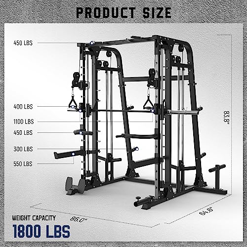 All-in-One Smith Machine Power Cage with Smith Bar and Cable Crossover Machine S925