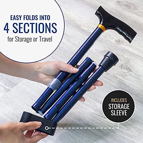 Folding Adjustable Wood Handle Cane T1275