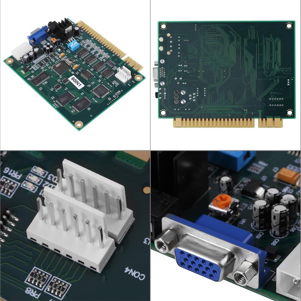 60 in 1 PCB Board Multi Game Board with VGA/CGA Output I6344
