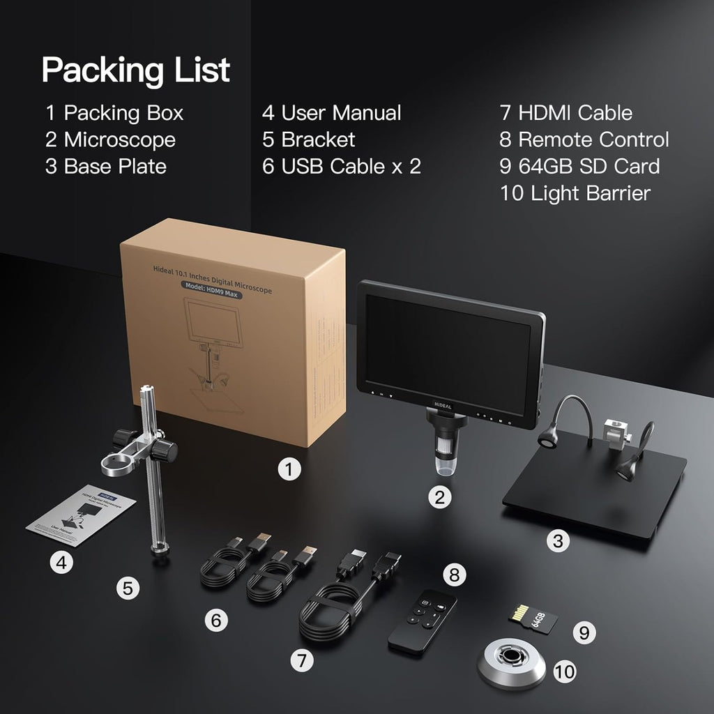 HDMI Digital Microscope 1500X HD IPS Screen 20MP Coin Microscope Magnifier with Light A30009