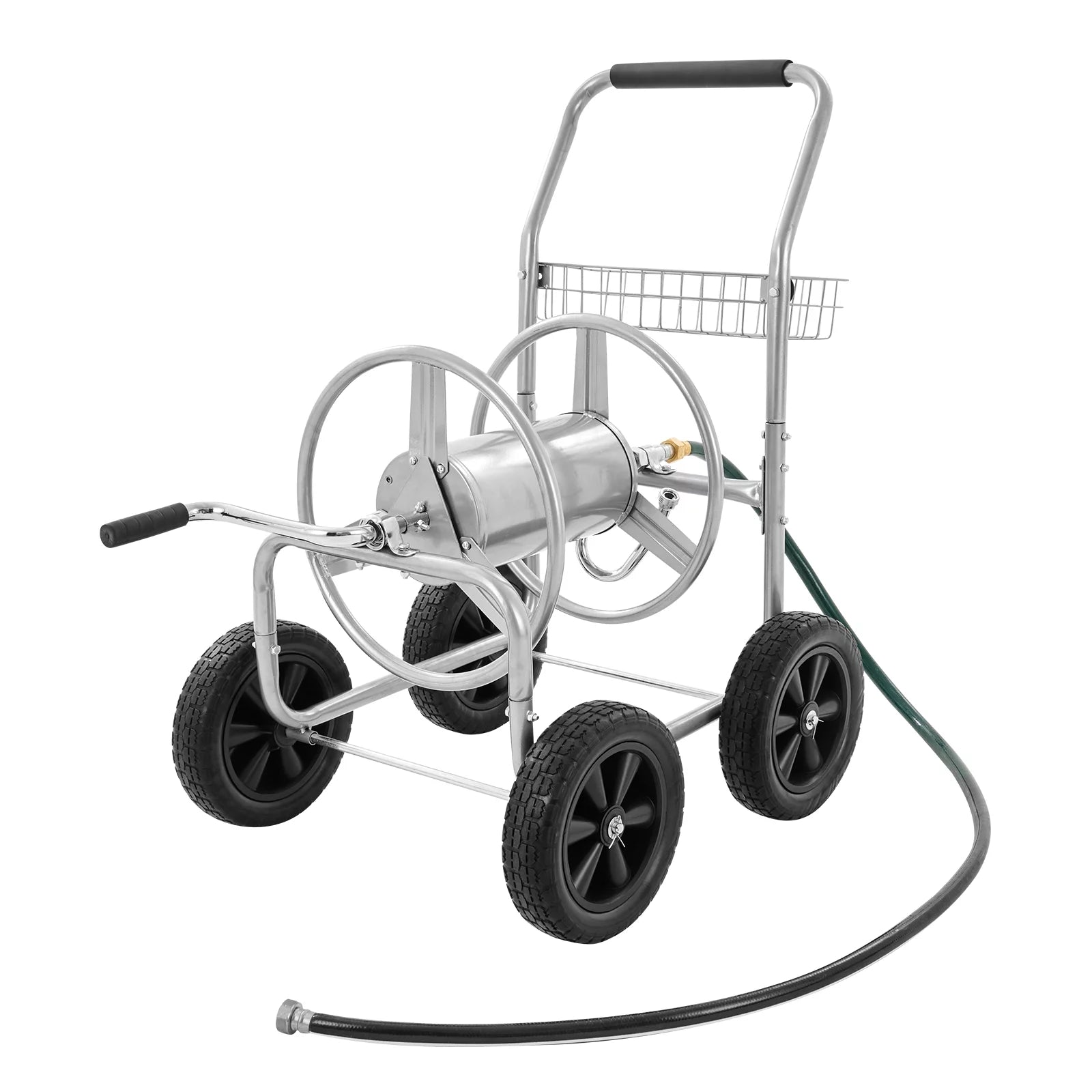 Metal Hose Reel Cart with Wheels, Holds 250 Feet of 5/8" Hose S4526