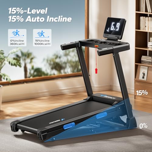 Foldable Treadmill with Incline, 7.5MPH, 16.5" Wider Belt D6153