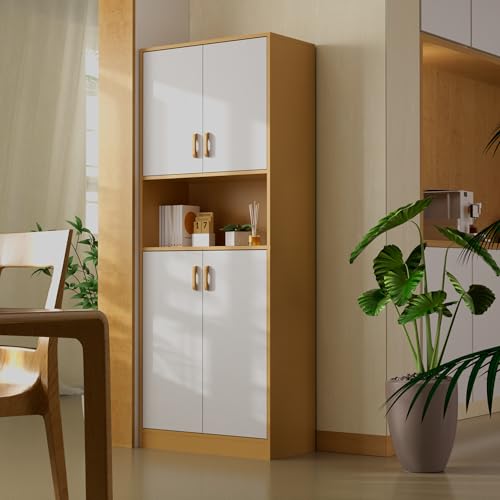 70" Tall Freestanding Wooden Kitchen Pantry Cabinet with Doors P2670
