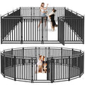 40" Height 16 Panels Metal Dog Playpen Black-Silver J10519