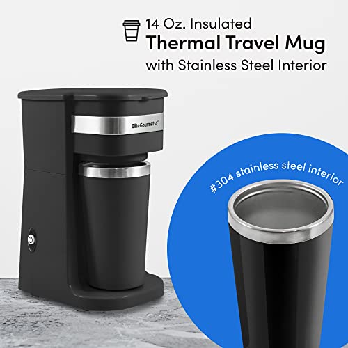 Compact Single-Serve Coffee Maker with Stainless Steel Travel Mug L3899