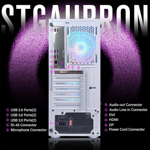 Gaming PC Desktop Computer, Intel Core I7 up to 3.9 GHz, Radeon RX 580 8G, 16G RAM, 512G SSD, WiFi, Bluetooth 5.0, RGB Fan x6, RGB BT Sound Bar, Windows 10 Home S9718