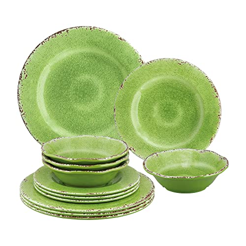 12-Piece Melamine Dinnerware Set, Service for 4 Y45661