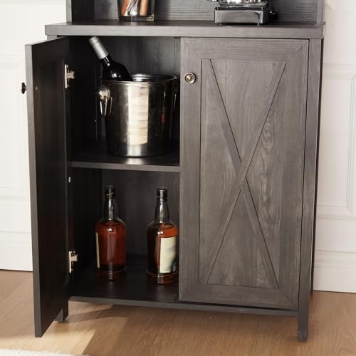 Grey Wood Storage Cabinet with Microwave Stand R875344