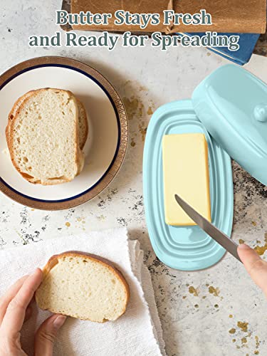8 Inch White Ceramic Butter Dish with Lid M74633