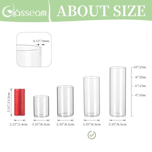 Glass Cylinder Vases Set of 12, Clear Flower Vase, 6in L219518