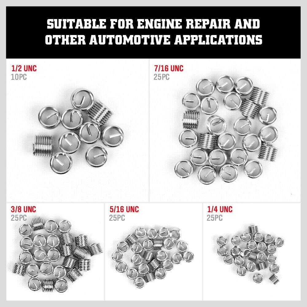 131Pc SAE Thread Repair Kit, HSS Drill Helicoil Repair Kit L379
