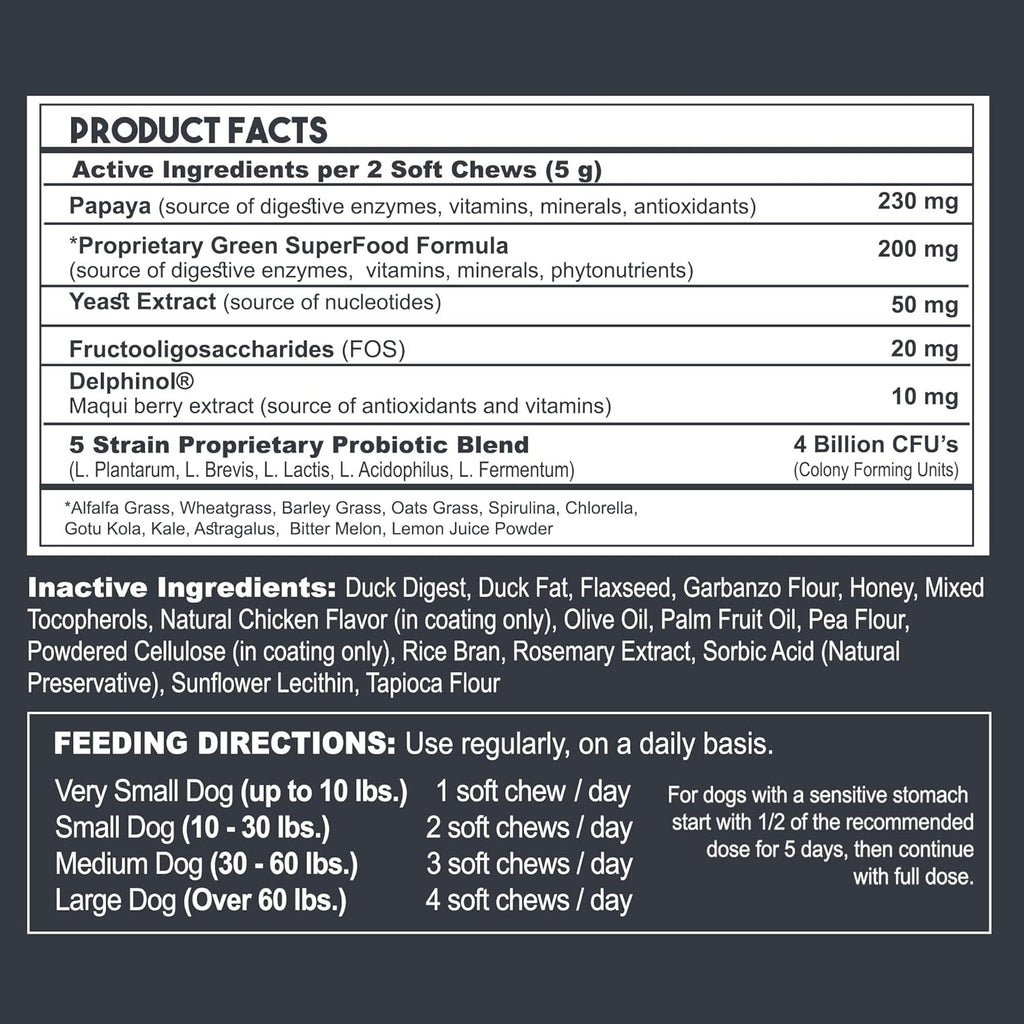 Probiotics for Dogs with Natural Digestive Enzymes, 4 Bill CFUs/2 Soft Chews, 60 Count X96885