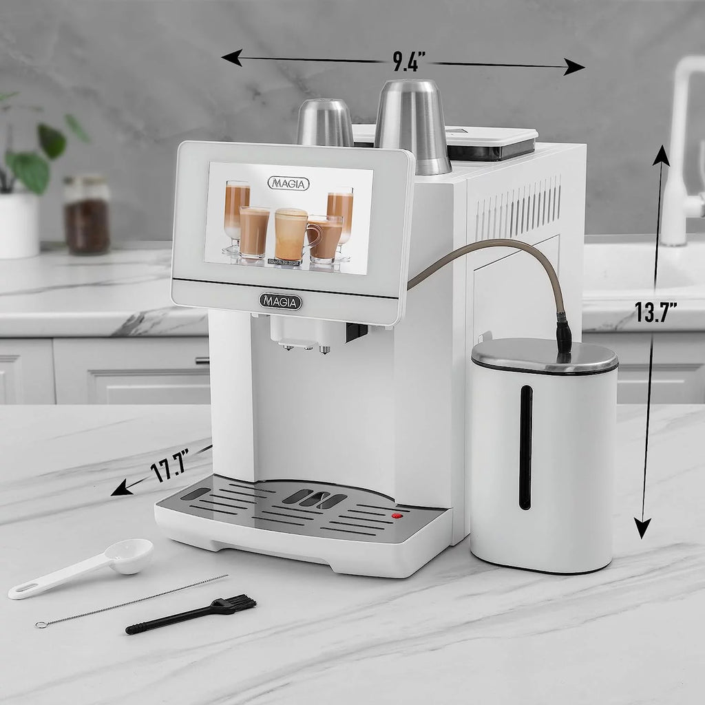 White Espresso Coffee Machine with Grinder and Milk Frother Z5027