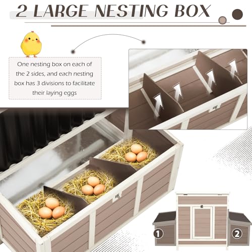56" Large Wooden Chicken Coop with 6 Nesting Boxes R26789