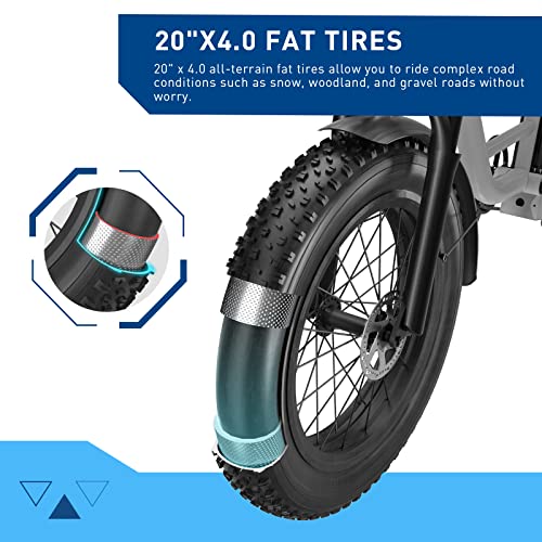 Electric Bike with 960W Peak Motor, 25mph Max Speed, 720WH Removable Battery, 20" Electric Bicycle with Shimano 7 Speed and Front Suspension L70493
