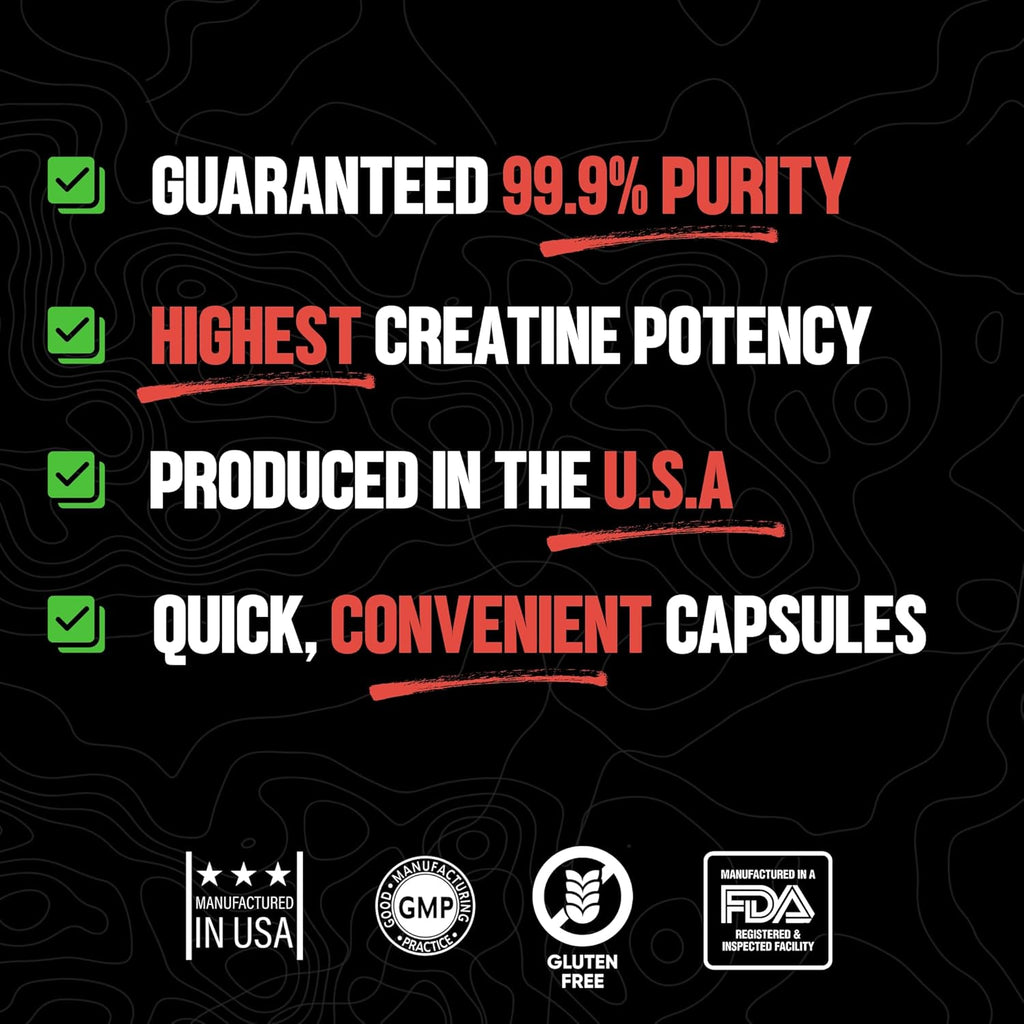 Creatine Monohydrate Pills, 5g Per Serving, 30 Servings R9525